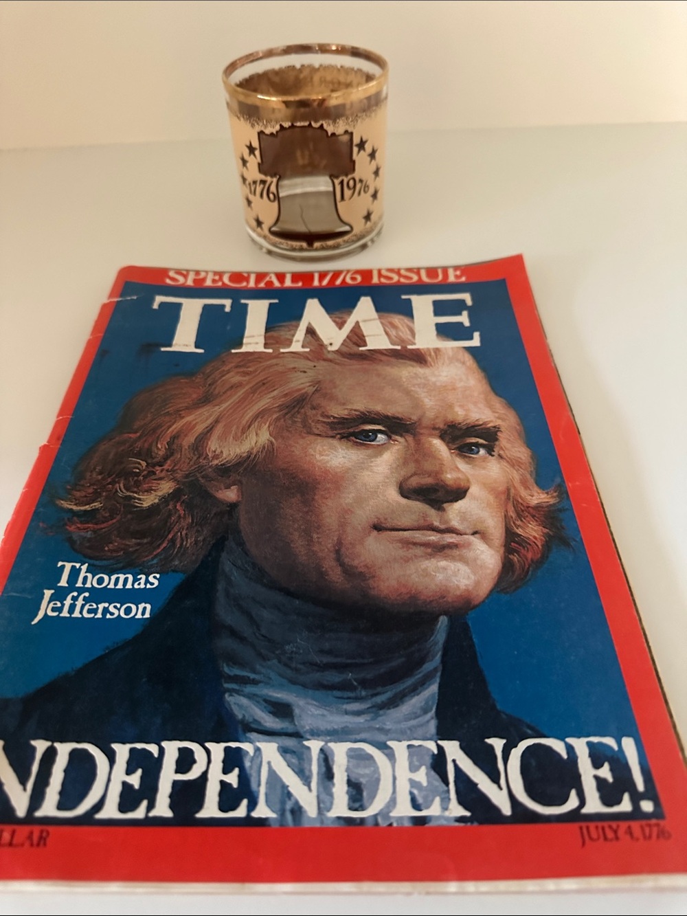 Vintage Collector Glass and Time Magazine Commemorating 1776 Independence Day